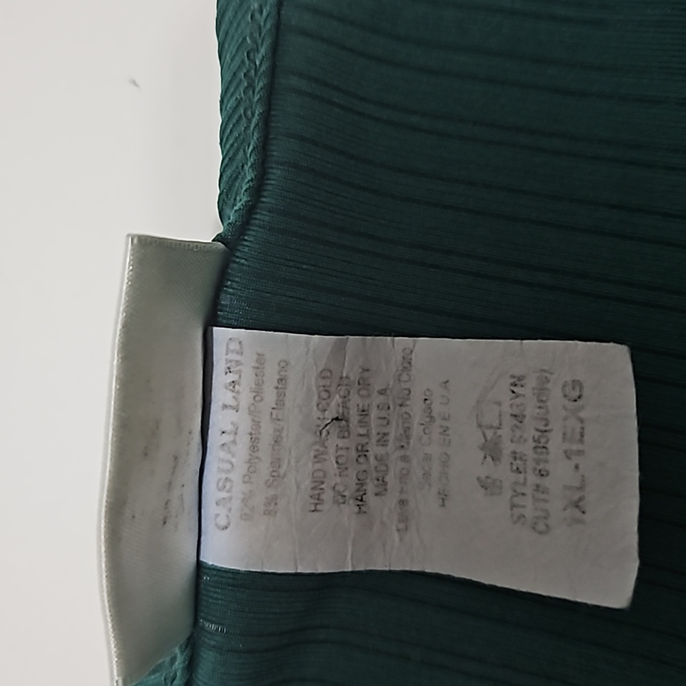 Casual Land Women's XL Green Ribbed Long Sleeve Stretch Pull Over Top #W-584 - Picture 14 of 14